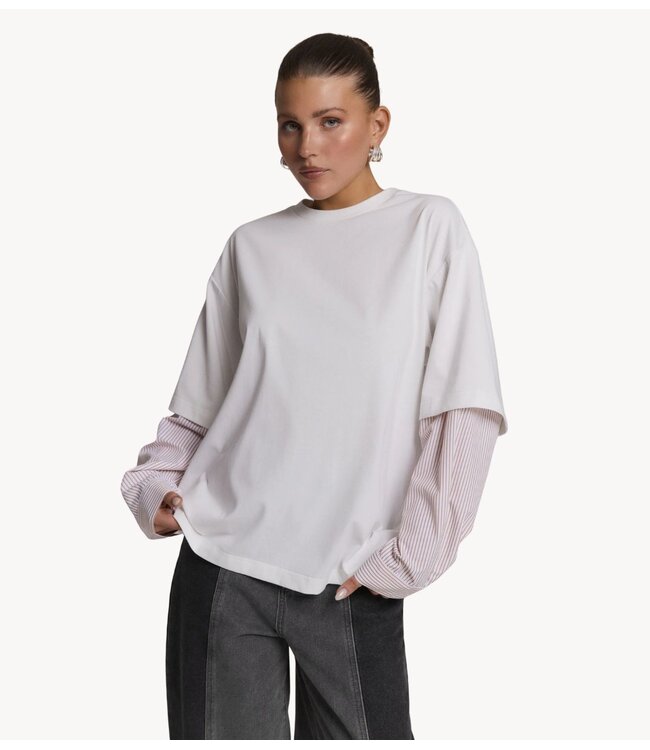 Refined Department Top ladies knitted t-shirt blouse sleeve DEVON off white