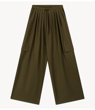 Refined Department Broek ladies woven wide leg cargo pants MILA army