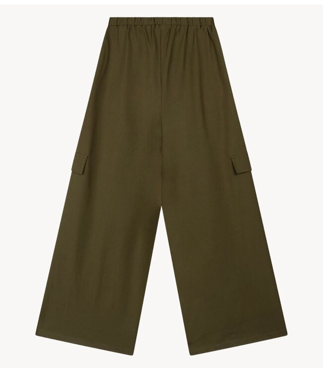 Refined Department Broek ladies woven wide leg cargo pants MILA army
