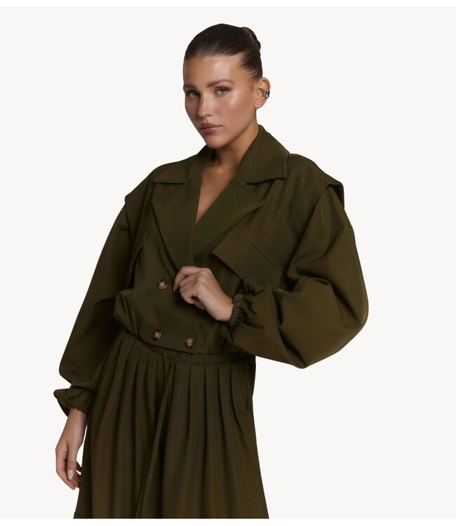 Refined Department Jas ladies woven bomber trenchcoat LAYA army