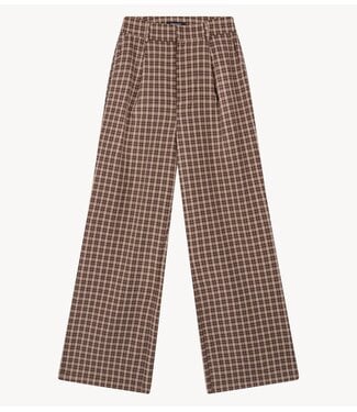 Refined Department Broek ladies woven check wide leg pants PUCK check