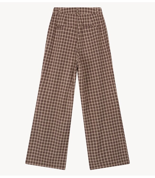 Refined Department Broek ladies woven check wide leg pants PUCK check