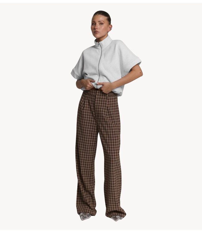 Refined Department Broek ladies woven check wide leg pants PUCK check