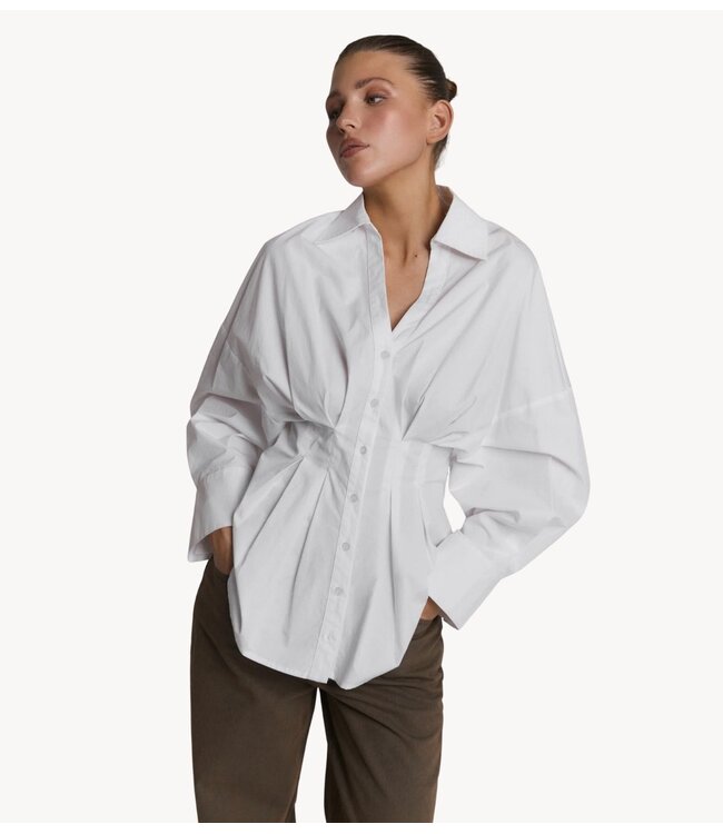 Refined Department Blouse ladies woven taillered blouse GUUSJE white