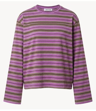 EDITED Shirt Verlee Longsleeve Stripes: Black Coffee, Lavender Crystal, Egret