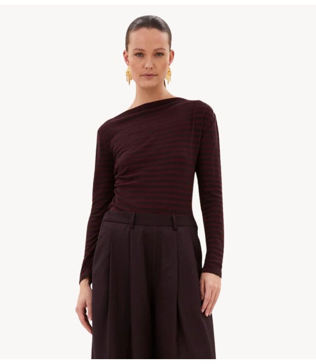 BY-BAR Shirt leya melange stripe top pecan