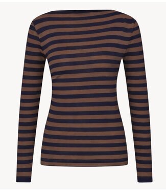 BY-BAR Shirt leya big stripe top coffee bean