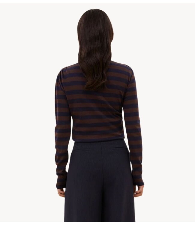 BY-BAR Shirt leya big stripe top coffee bean