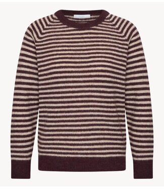 BY-BAR Trui sally stripe pullover burgundy crush stripe