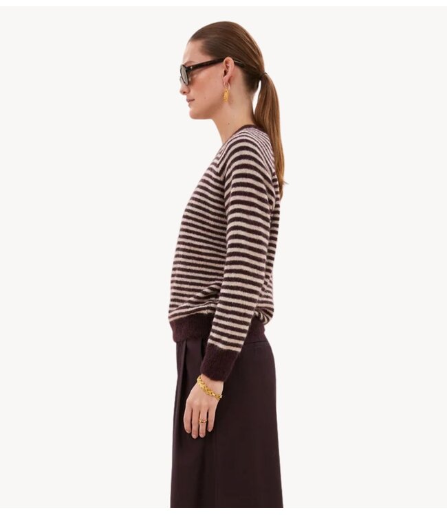 BY-BAR Trui sally stripe pullover burgundy crush stripe