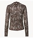 YAS Top YASLACEY LS LACE TOP S. NOOS Chocolate Brown