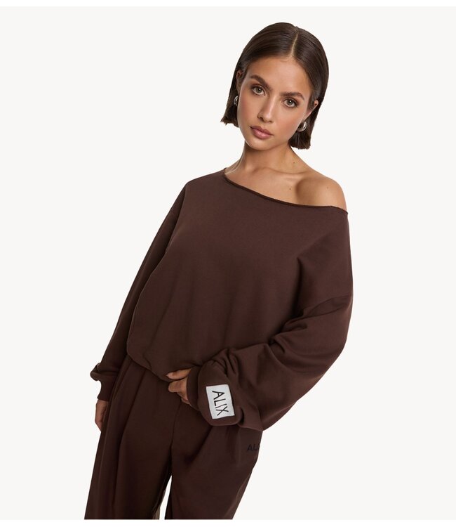 Alix The Label Trui ladies knitted badwing sweater warm brown