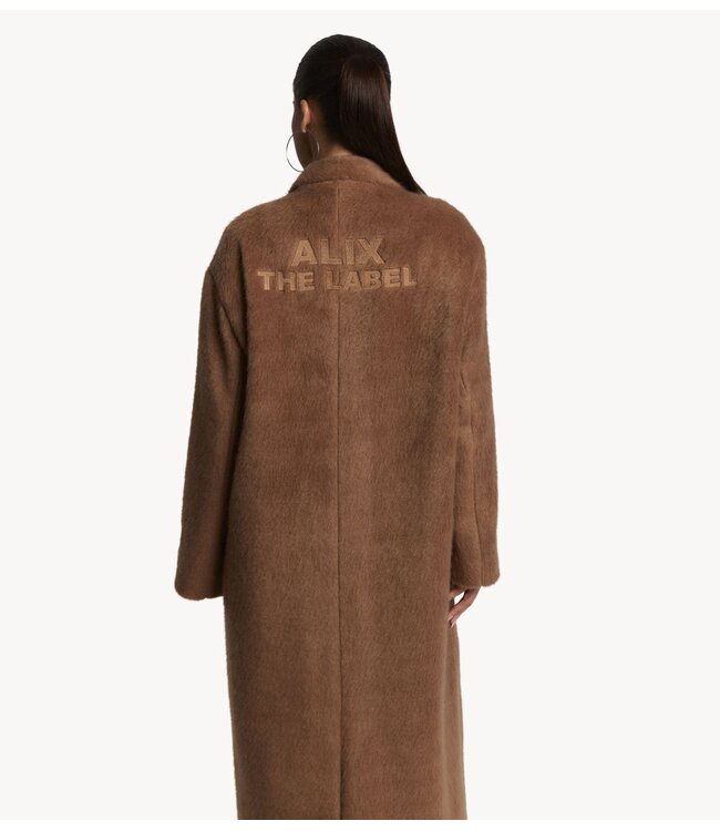 Alix The Label Jas ladies woven long hairy coat camel