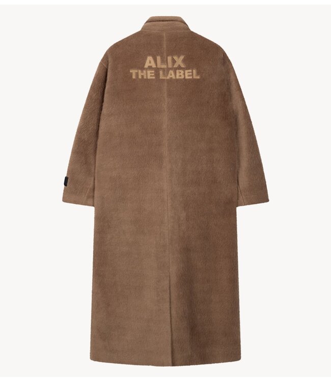 Alix The Label Jas ladies woven long hairy coat camel