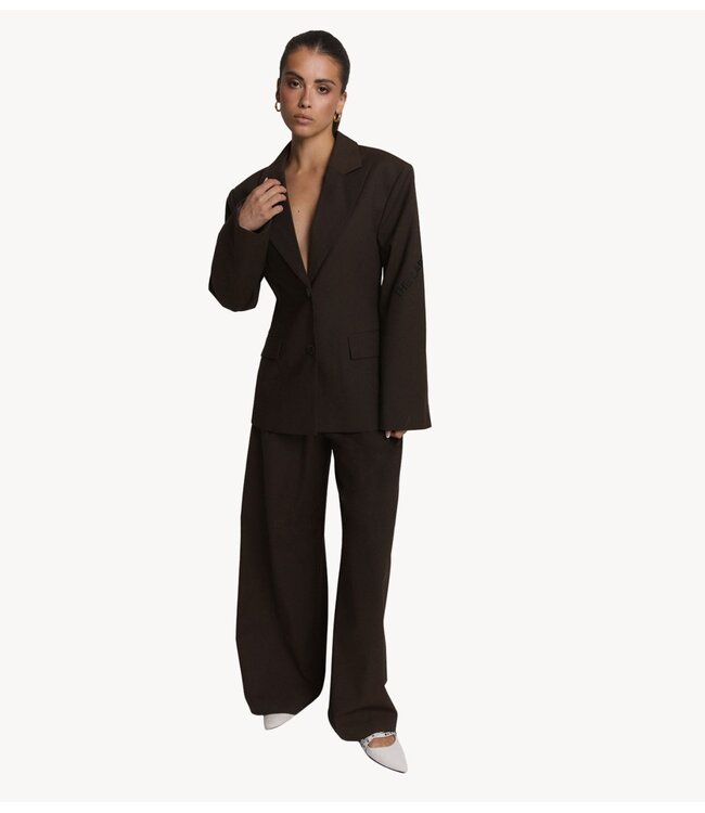Alix The Label Blazer ladies woven fitted blazer deep brown