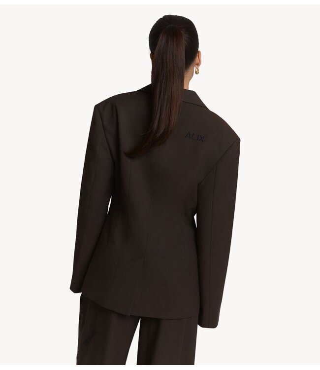 Alix The Label Blazer ladies woven fitted blazer deep brown