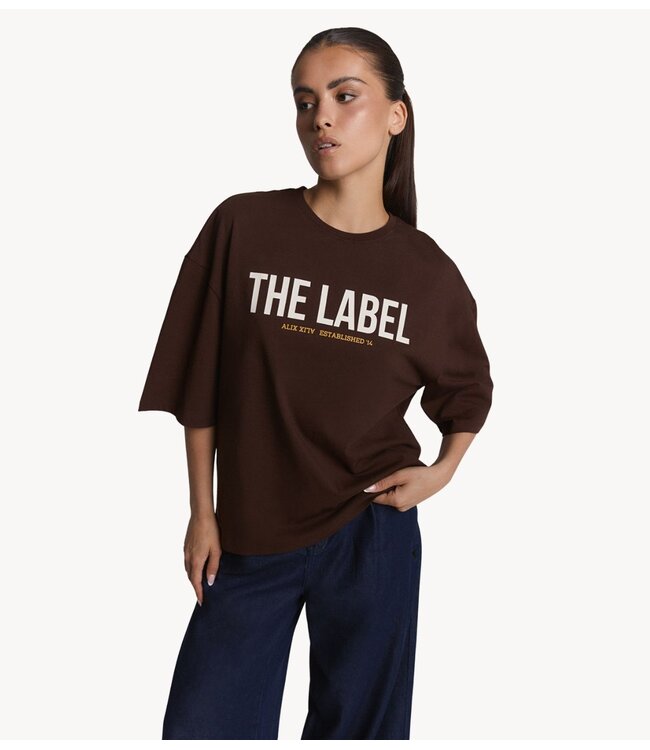 Alix The Label T-shirt ladies knitted the label oversized t-shirt warm brown
