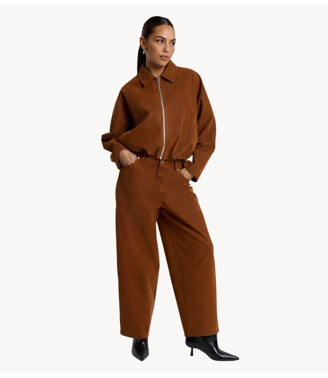 Alix The Label Broek ladies woven faux suede pants cognac