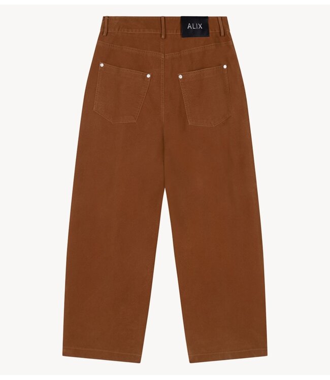 Alix The Label Broek ladies woven faux suede pants cognac