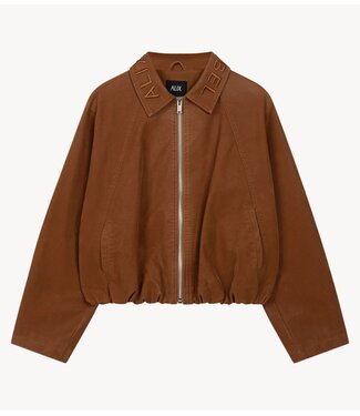 Alix The Label Jas ladies woven faux suede ballon jacket cognac