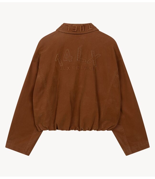 Alix The Label Jas ladies woven faux suede ballon jacket cognac
