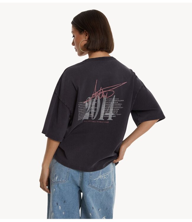 Alix The Label T-shirt ladies knitted tour t-shirt charcoal grey
