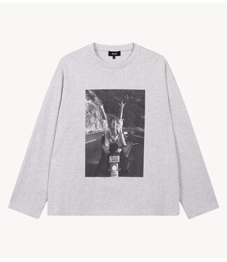 Alix The Label Shirt ladies knitted photo longsleeve t-shirt soft grey melange