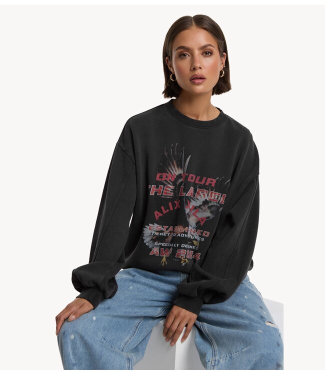 Alix The Label Trui ladies knitted eagle sweater charcoal grey