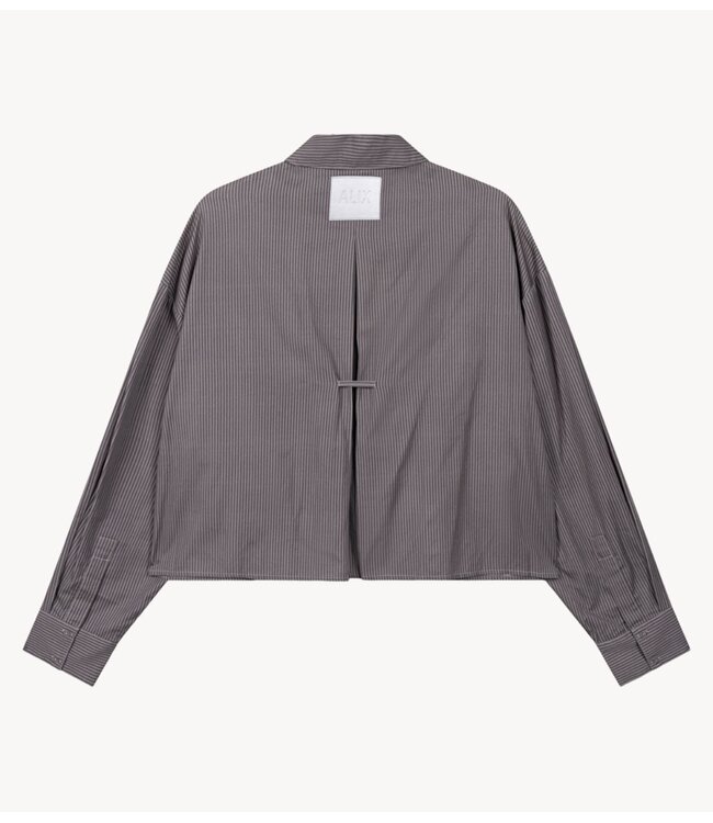 Alix The Label Blouse ladies woven stripe mix blouse antracite