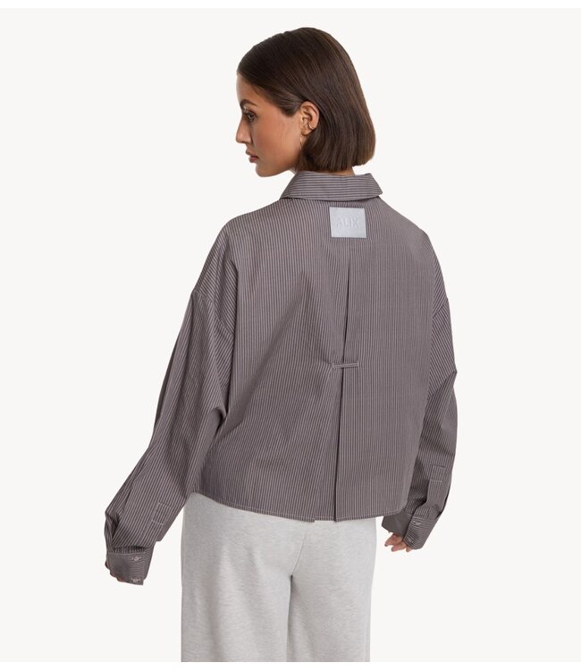 Alix The Label Blouse ladies woven stripe mix blouse antracite