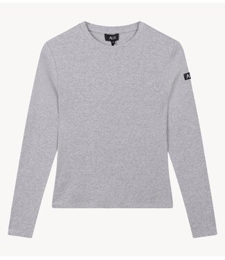 Alix The Label Shirt ladies knitted rib longsleeve t-shirt soft grey melange