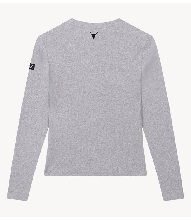 Alix The Label Shirt ladies knitted rib longsleeve t-shirt soft grey melange
