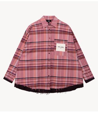Alix The Label Blouse ladies woven check blouse bright coral