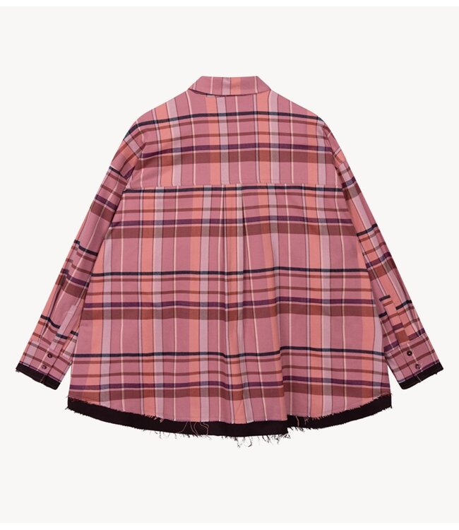 Alix The Label Blouse ladies woven check blouse bright coral