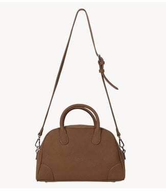 Alix The Label Tas ladies woven faux leather small bowling bag camel