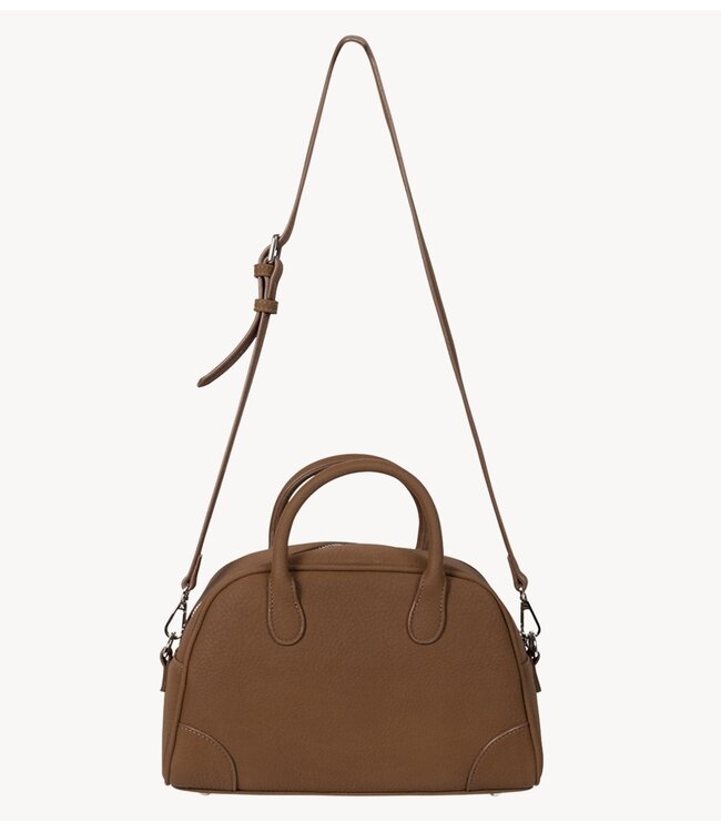 Alix The Label Tas ladies woven faux leather small bowling bag camel