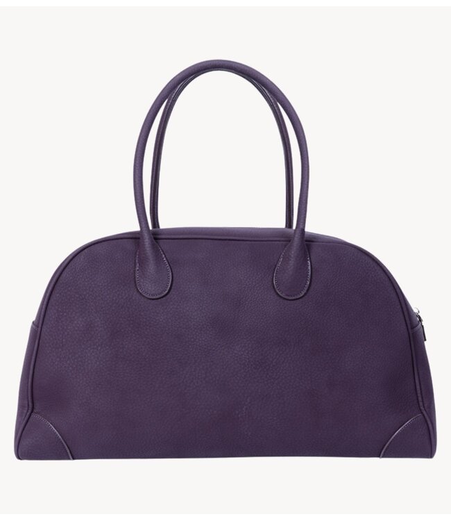 Alix The Label Tas ladies woven faux leather bowling bag aubergine