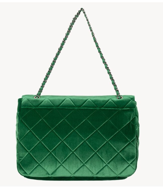 Alix The Label Tas ladies woven big velvet bag mid green