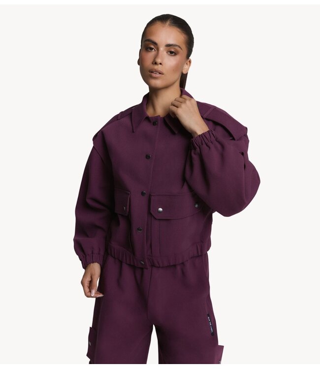Alix The Label Jas ladies woven pockets jacket aubergine