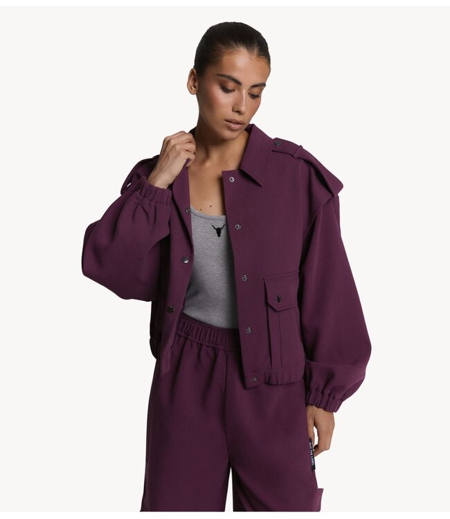 Alix The Label Jas ladies woven pockets jacket aubergine