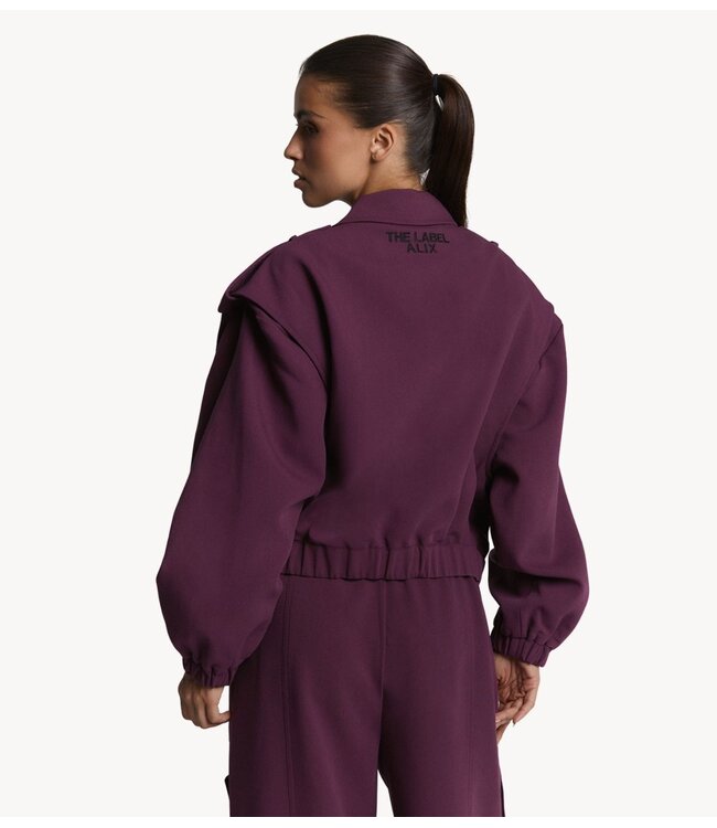 Alix The Label Jas ladies woven pockets jacket aubergine
