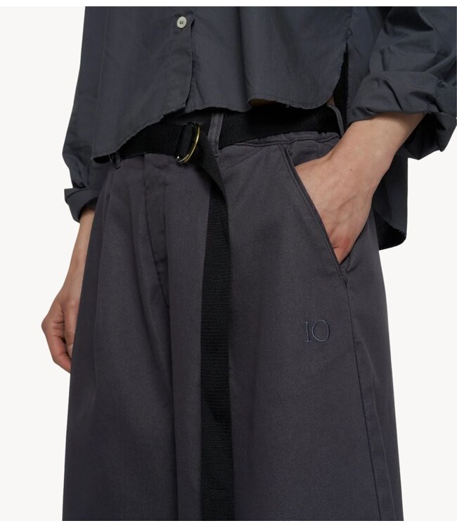10DAYS Broek wide pants jog twill steel blue
