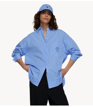 10DAYS Blouse long sleeve shirt check ultramarine