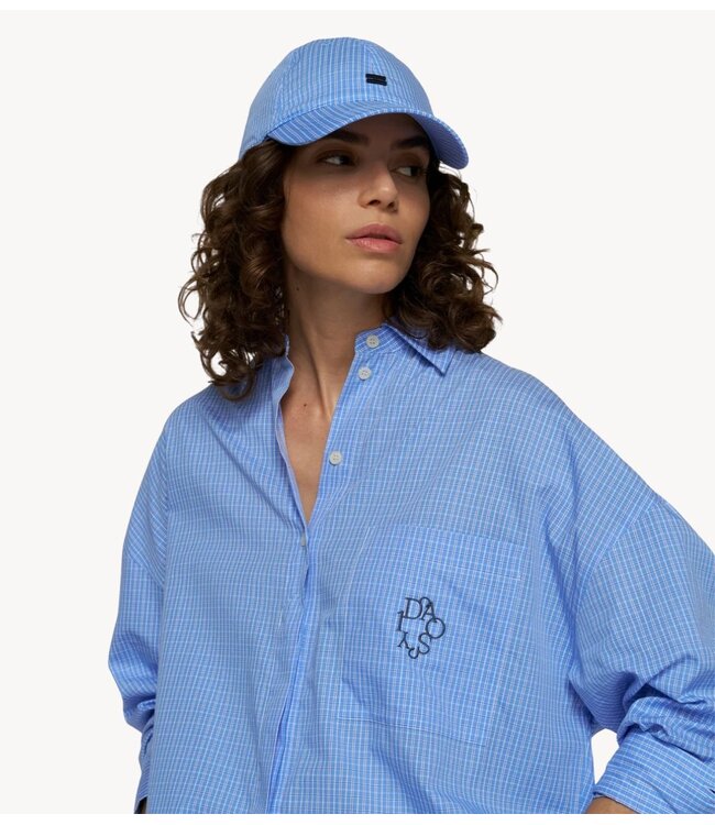 10DAYS Blouse long sleeve shirt check ultramarine