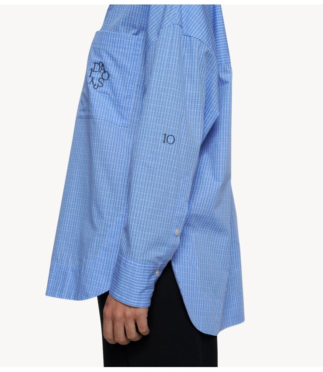 10DAYS Blouse long sleeve shirt check ultramarine