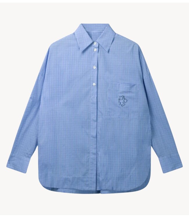 10DAYS Blouse long sleeve shirt check ultramarine