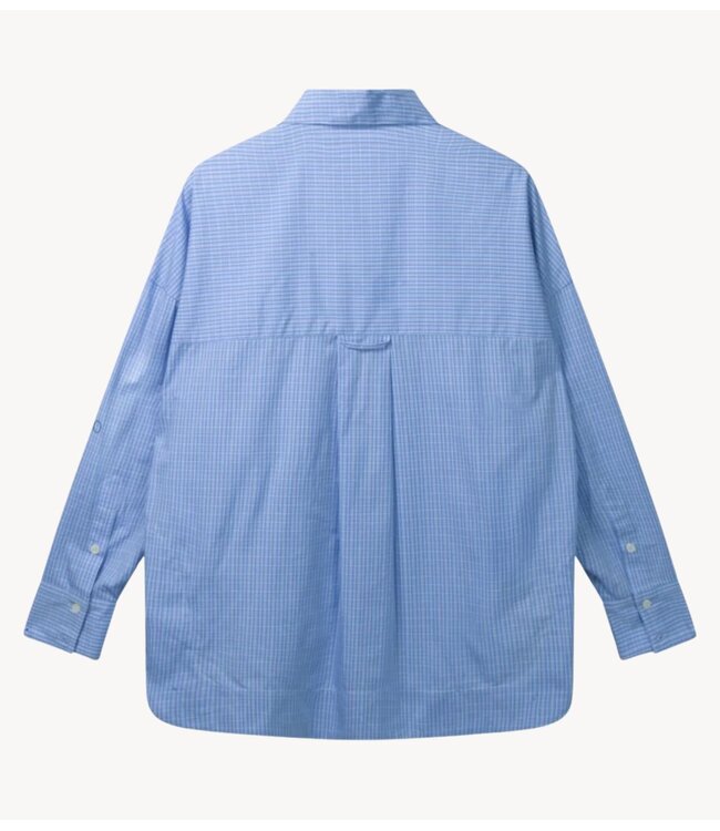 10DAYS Blouse long sleeve shirt check ultramarine