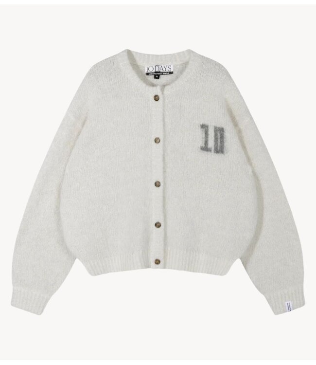 10DAYS Vest hairy knit cardigan ecru