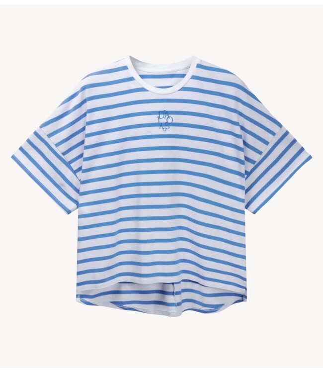 10DAYS Top wide tee stripes white/ultramarine