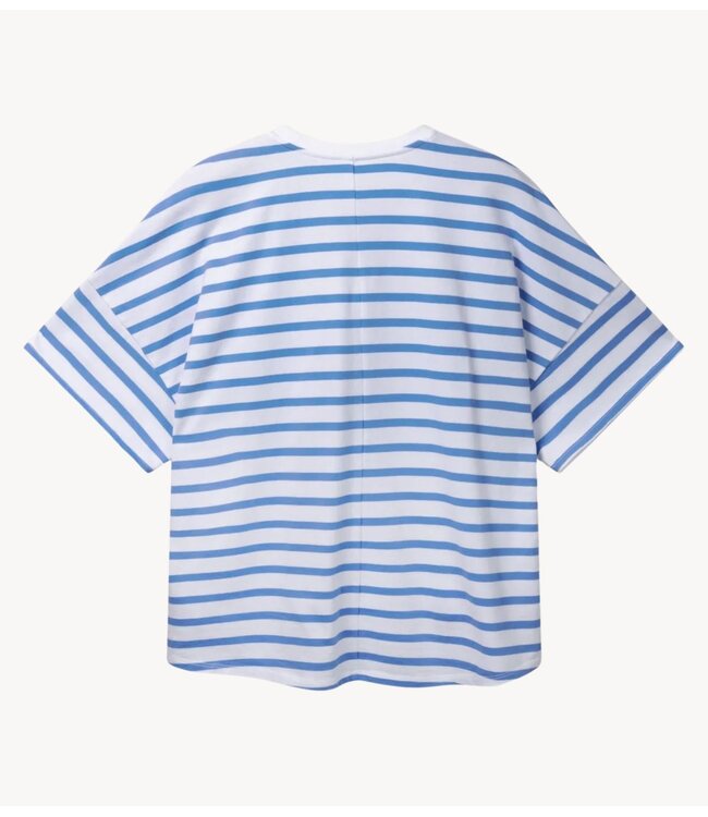 10DAYS Top wide tee stripes white/ultramarine